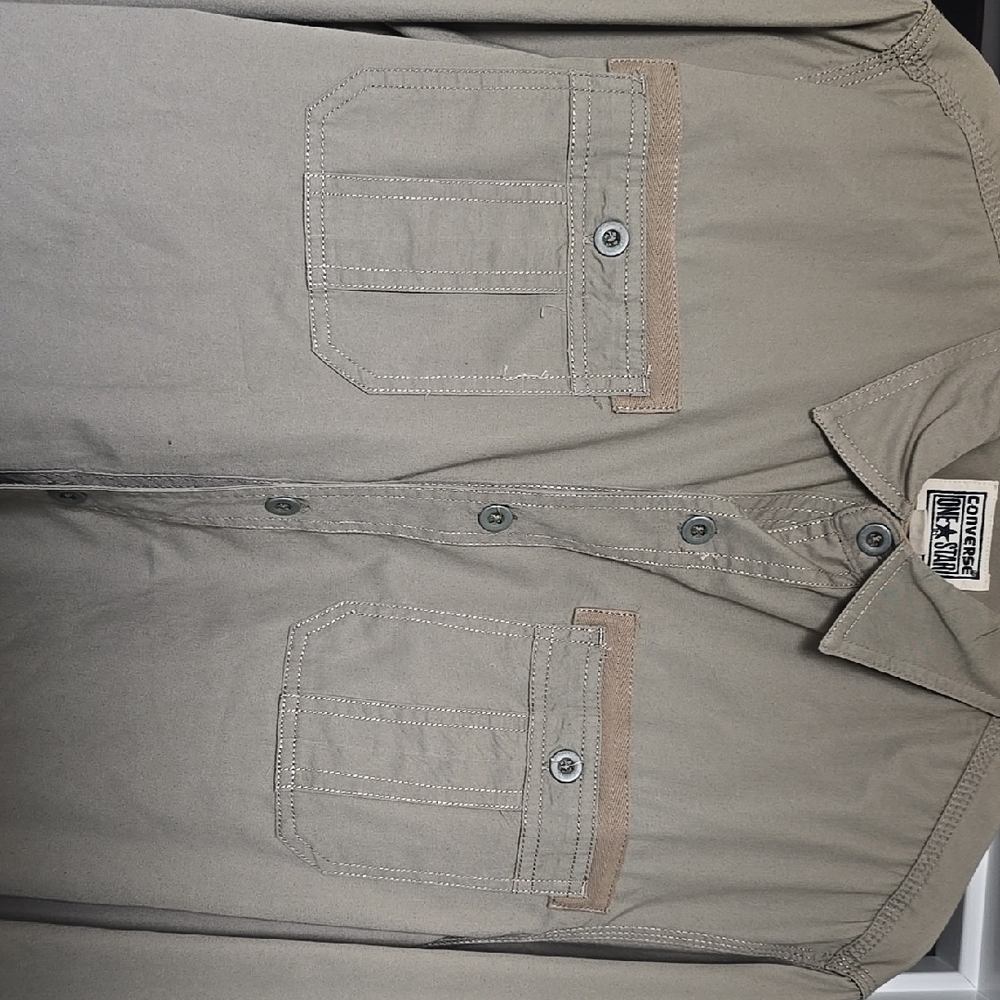 Men's Olive Button-Up Shirt - Picture 3 of 6